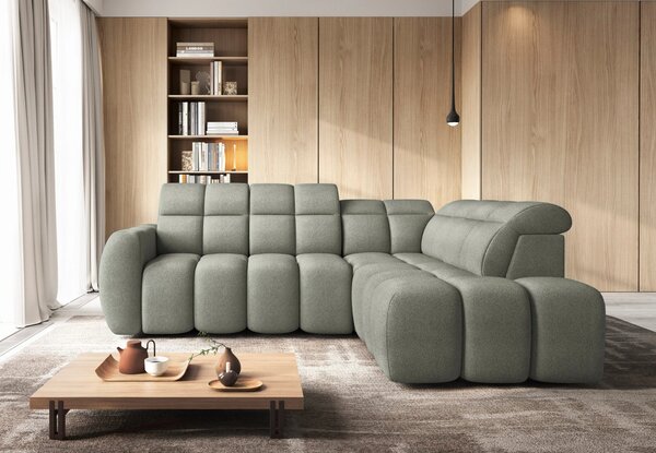 Designová rohová sedačka SAOIRSE - khaki, pravý roh