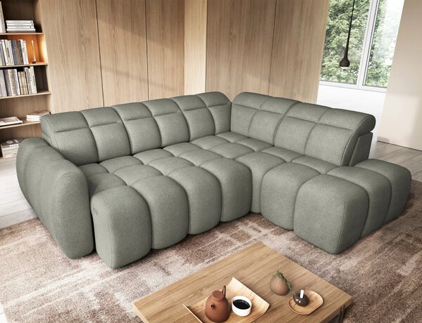 Designová rohová sedačka SAOIRSE - khaki, pravý roh