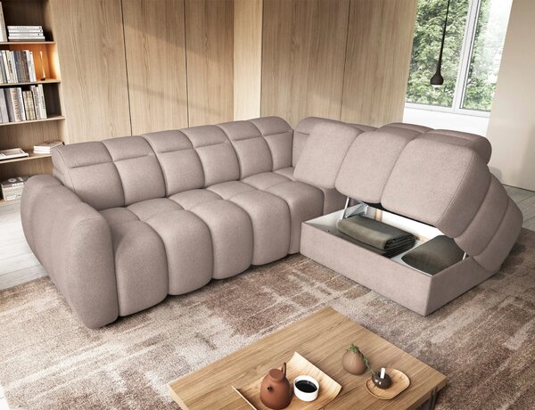 Designová rohová sedačka SAOIRSE - béžová, pravý roh