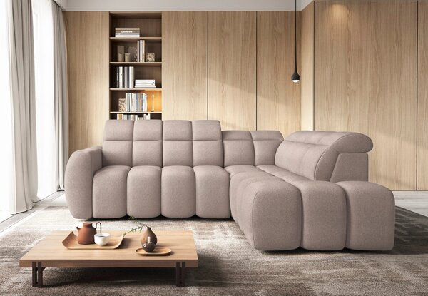 Designová rohová sedačka SAOIRSE - béžová, pravý roh