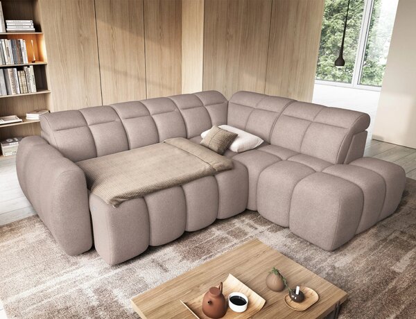 Designová rohová sedačka SAOIRSE - béžová, pravý roh