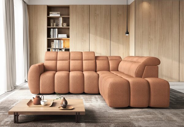Designová rohová sedačka SAOIRSE - oranžová, pravý roh