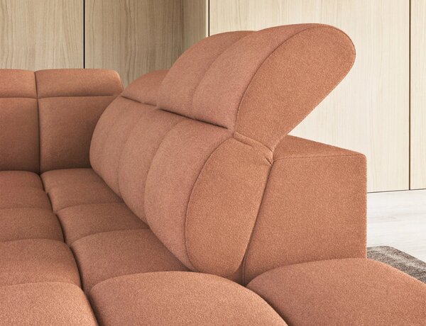 Designová rohová sedačka SAOIRSE - oranžová, pravý roh