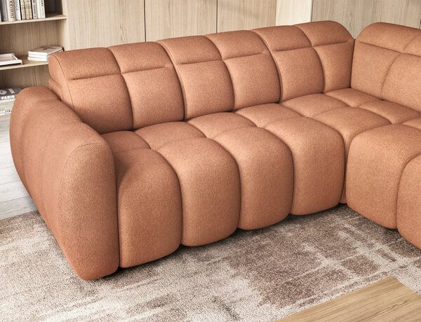 Designová rohová sedačka SAOIRSE - oranžová, pravý roh