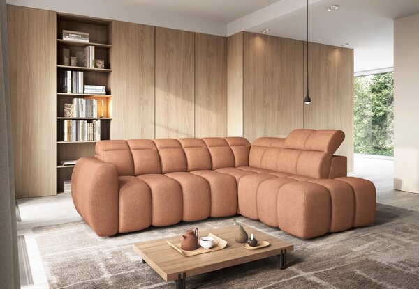 Designová rohová sedačka SAOIRSE - oranžová, pravý roh