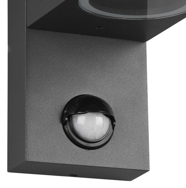 Trio Lighting Venkovní Roya 1 zdroj senzor, hranaté antracit, stmívatelný, Černá, Hliník, Moderní, Nástěnné svítidlo