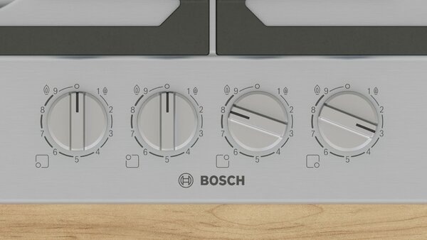 Bosch Serie 6 PCH6A5I90 varná deska Nerezová ocel Vestavěné 60 cm Plynový 4 zóna/zón