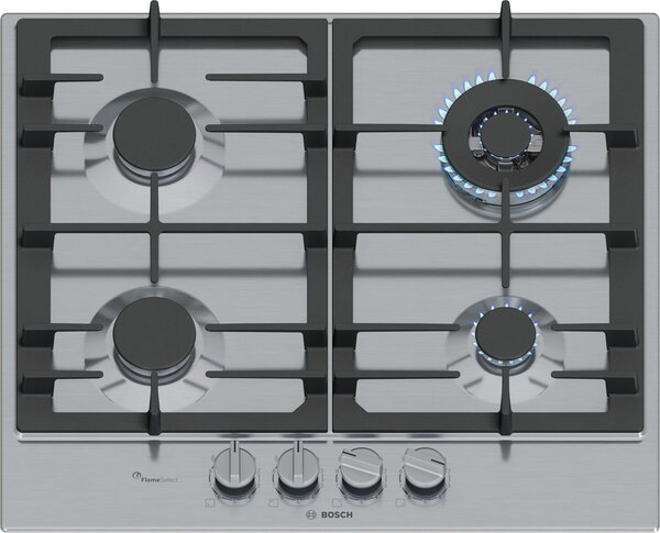 Bosch Serie 6 PCH6A5I90 varná deska Nerezová ocel Vestavěné 60 cm Plynový 4 zóna/zón
