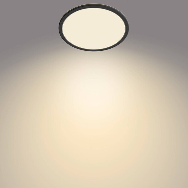 Philips SuperSlim LED stropní svítidlo, IP44, Ø 24,5 cm, černé, stmívatelný, Černá, Koupelna, kov