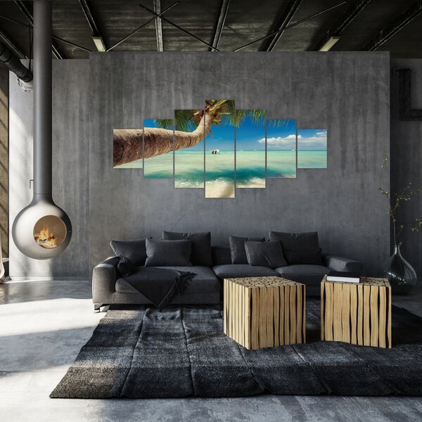 Obraz - Čisté moře s palmou (210x100 cm)