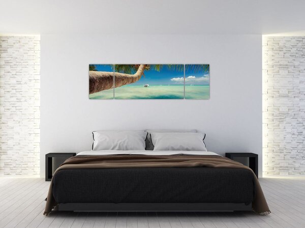 Obraz - Čisté moře s palmou (170x50 cm)