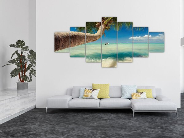 Obraz - Čisté moře s palmou (210x100 cm)