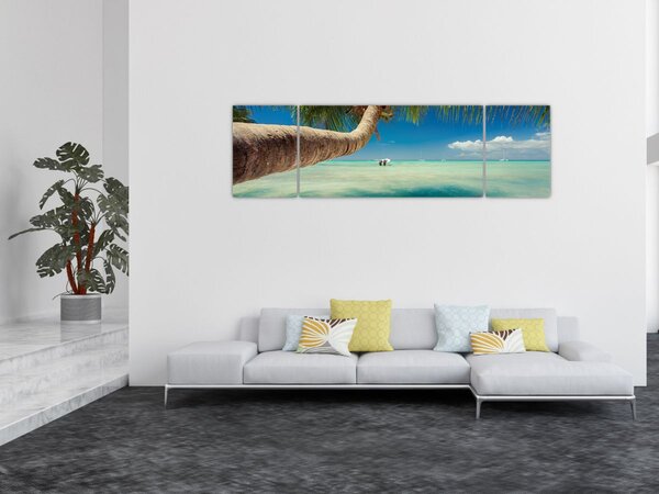 Obraz - Čisté moře s palmou (170x50 cm)
