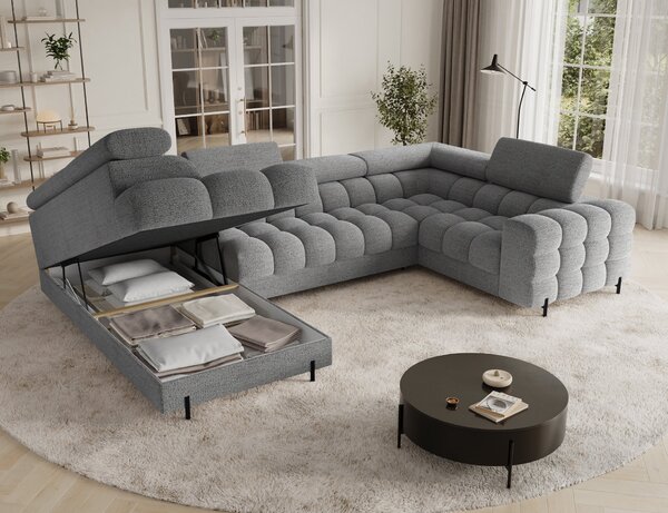 Designová sedací souprava do U KALANI - světle šedá, levé provedení