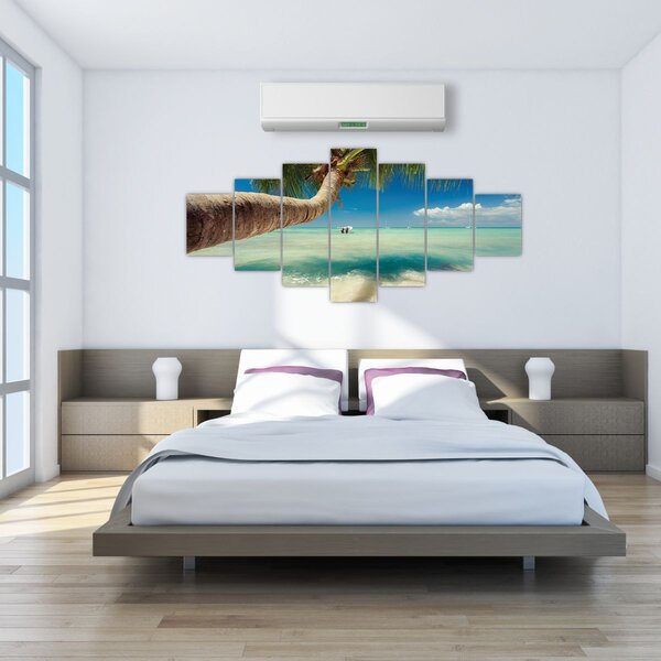 Obraz - Čisté moře s palmou (210x100 cm)