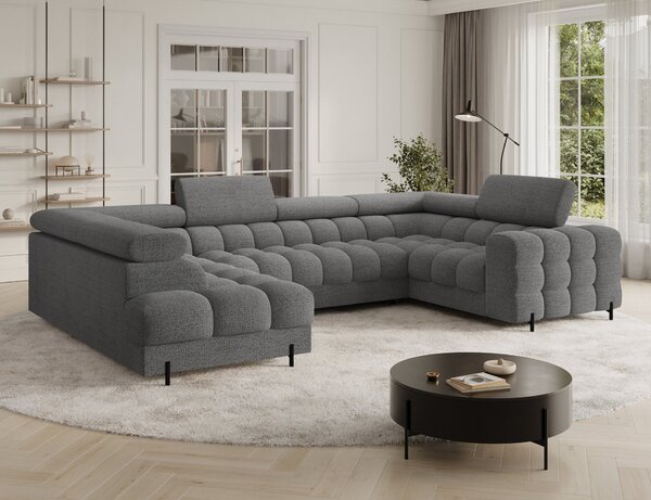 Designová sedací souprava do U KALANI - světle šedá, levé provedení