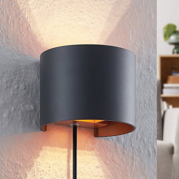 Arcchio nástěnné svítidlo Zuzana, kulaté, černé, zástrčka, 13 cm, Černá, Obývací pokoj / jídelna, Hliník, Moderní