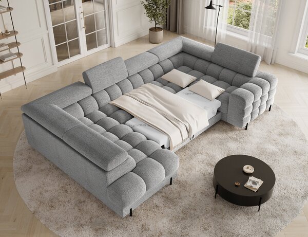 Designová sedací souprava do U KALANI - světle šedá, levé provedení
