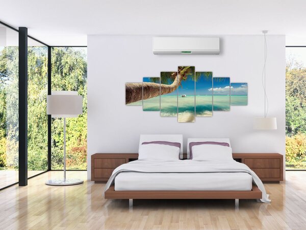 Obraz - Čisté moře s palmou (210x100 cm)