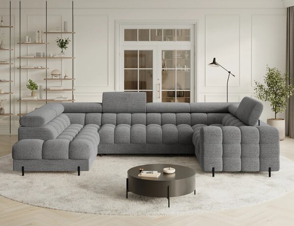 Designová sedací souprava do U KALANI - světle šedá, levé provedení
