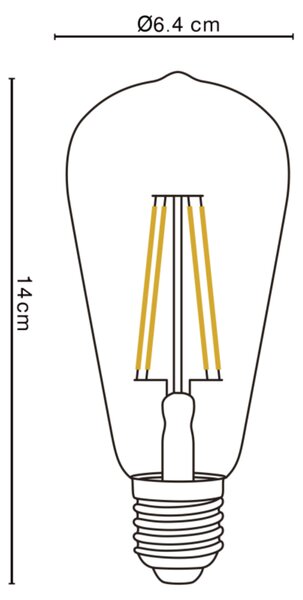 LED žárovka filament 11399A E27, 7W, teplá bílá, jantarová