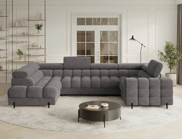 Designová sedací souprava do U KALANI - šedá, levé provedení