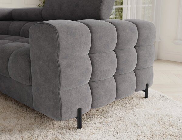 Designová sedací souprava do U KALANI - šedá, levé provedení
