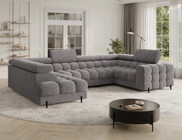 Designová sedací souprava do U KALANI - šedá, levé provedení