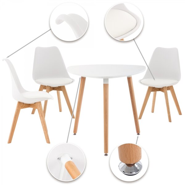 Jídelní souprava židlí a stolu Libanera (SET 3+1), bílá