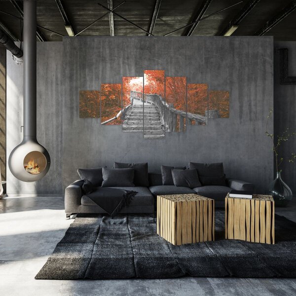 Obraz - Schody v přírodě, oranžová (210x100 cm)