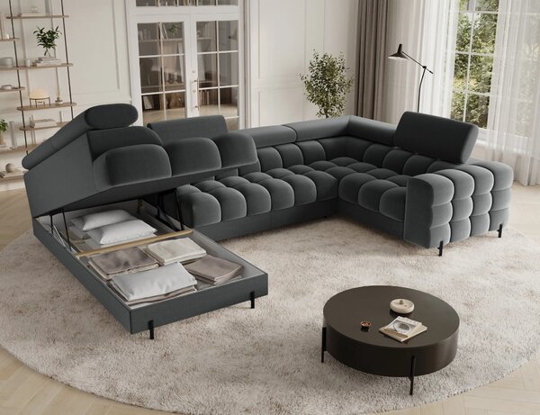 Designová sedací souprava do U KALANI - tmavě šedá, levé provedení
