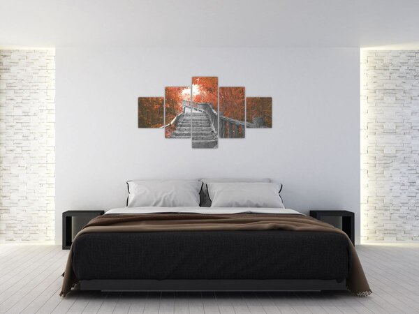 Obraz - Schody v přírodě, oranžová (125x70 cm)