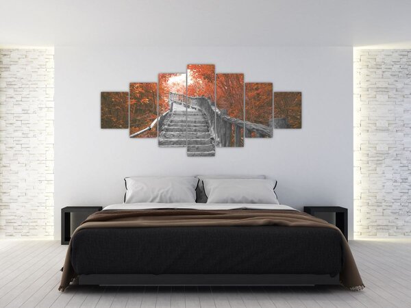 Obraz - Schody v přírodě, oranžová (210x100 cm)