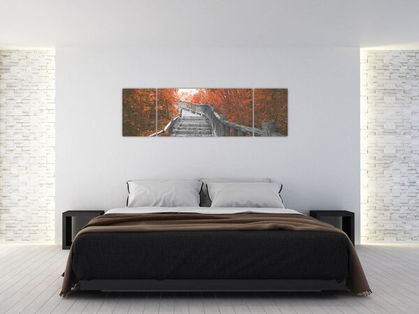 Obraz - Schody v přírodě, oranžová (170x50 cm)