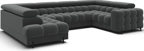 Designová sedací souprava do U KALANI - tmavě šedá, levé provedení