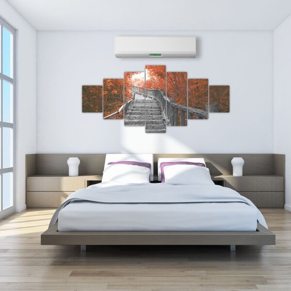 Obraz - Schody v přírodě, oranžová (210x100 cm)