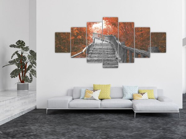 Obraz - Schody v přírodě, oranžová (210x100 cm)