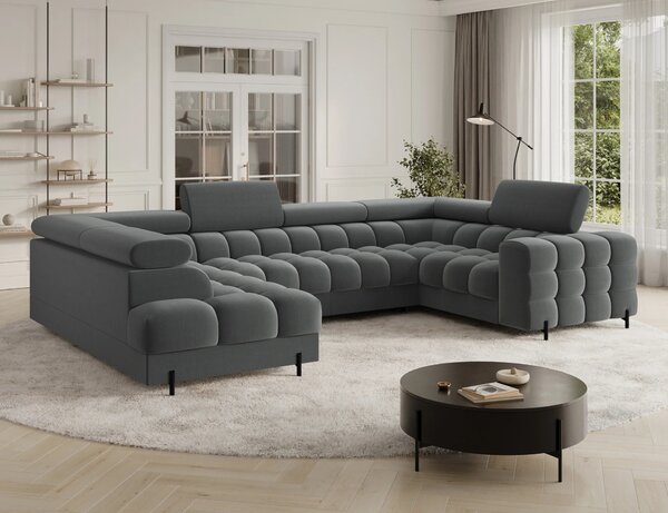 Designová sedací souprava do U KALANI - tmavě šedá, levé provedení