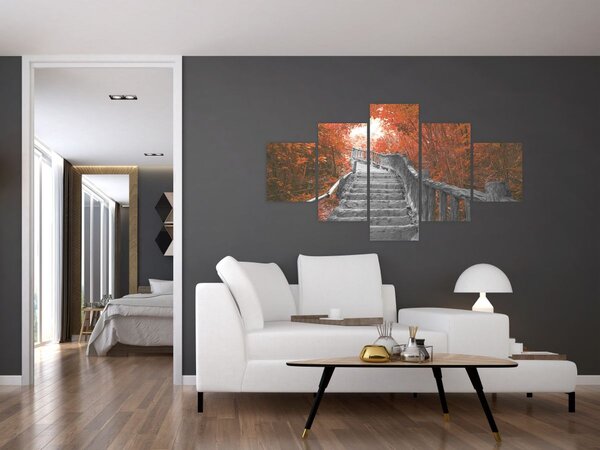 Obraz - Schody v přírodě, oranžová (125x70 cm)