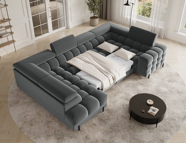 Designová sedací souprava do U KALANI - tmavě šedá, levé provedení