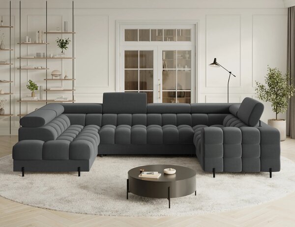 Designová sedací souprava do U KALANI - tmavě šedá, levé provedení