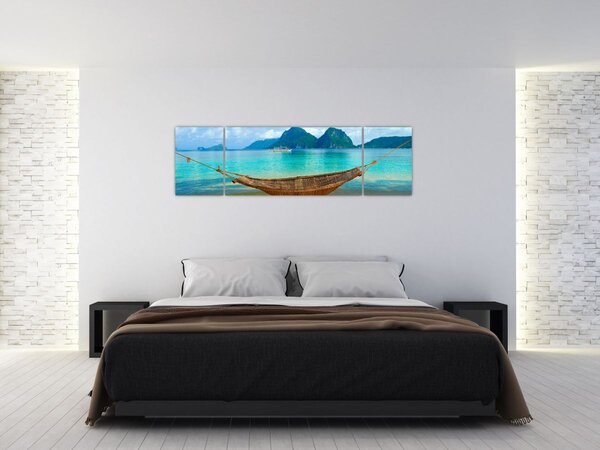 Obraz - Houpací síť na pláži (170x50 cm)