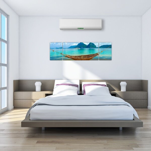 Obraz - Houpací síť na pláži (170x50 cm)