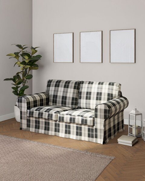 Potah na pohovku IKEA Ektorp 2-místná rozkládací NOVÝ MODEL 2012 barva černá látka pletený vzor, vzorované