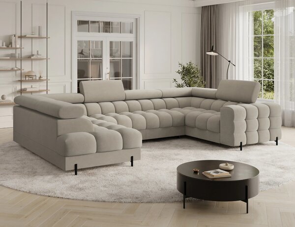 Designová sedací souprava do U KALANI - béžová, levé provedení
