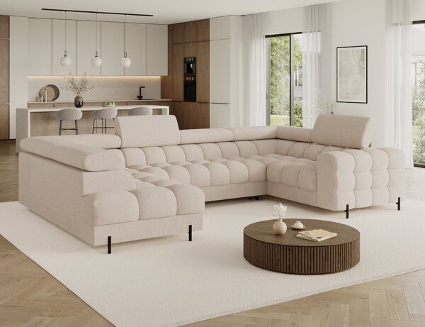 Designová sedací souprava do U KALANI - světle béžová, levé provedení