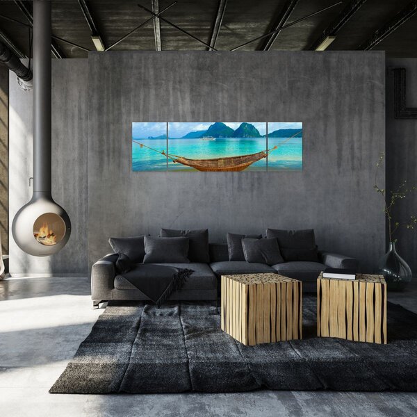 Obraz - Houpací síť na pláži (170x50 cm)