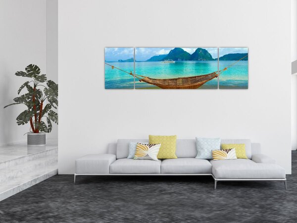 Obraz - Houpací síť na pláži (170x50 cm)
