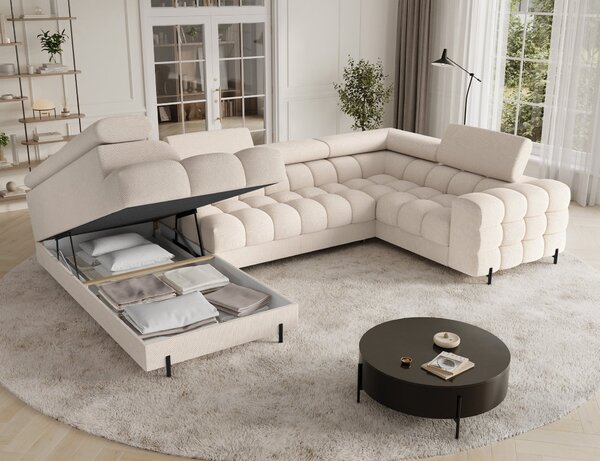 Designová sedací souprava do U KALANI - světle béžová, levé provedení