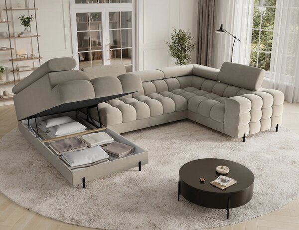 Designová sedací souprava do U KALANI - béžová, levé provedení